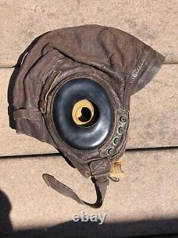 Original WW2 U. S. Army Air Forces Type A-11 Leather Flight Helmet LARGE NAMED