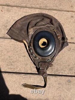 Original WW2 U. S. Army Air Forces Type A-11 Leather Flight Helmet LARGE NAMED