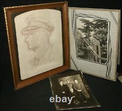 Original WW2 US Army Air Force Family Portrait Hand Drawn By French Artist Paris