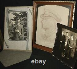 Original WW2 US Army Air Force Family Portrait Hand Drawn By French Artist Paris