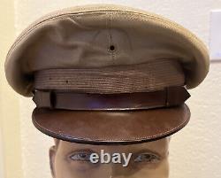 Original WW2 US Army Air Forces Officers Crusher Visor Cap Badge Hat WWII