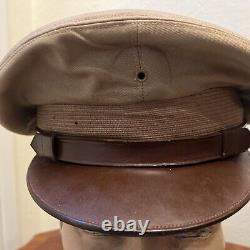 Original WW2 US Army Air Forces Officers Crusher Visor Cap Badge Hat WWII