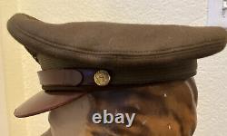 Original WW2 US Army Air Forces Officers Crusher Visor Cap Badge Hat WWII