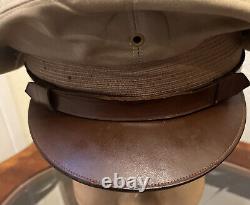 Original WW2 US Army Air Forces Officers Crusher Visor Cap Badge Hat WWII