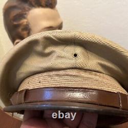 Original WW2 US Army Air Forces Officers Crusher Visor Cap Badge Hat WWII