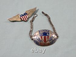 Original WW2 WWII CBI Silver & Enamel Pilot Bracelet + Sweetheart Wings Risque