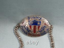 Original WW2 WWII CBI Silver & Enamel Pilot Bracelet + Sweetheart Wings Risque