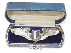 Original WWII Sterling Boxed USAAF Army Air Force 3 LIAISON PILOT Wings Pin