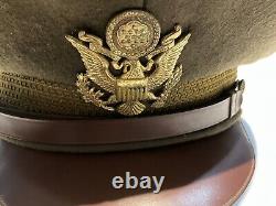 Original WWII U. S. Army & Air Force Officer's Visor Service Cap Hat Wool Felt