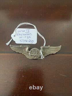 Original WWII US Army Air Force Navigator Wings 3 Sterling Silver