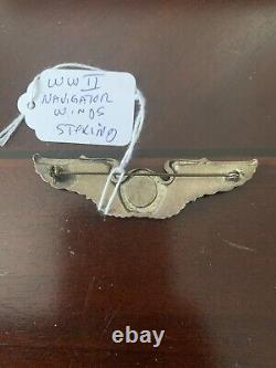 Original WWII US Army Air Force Navigator Wings 3 Sterling Silver