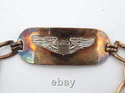 Original WWII US Army Air Force Pilot ID Bracelet Gilt Sterling 8 Named