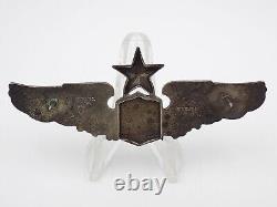 Original WWII US Army Air Force Senior Pilot Wings 3 Sterling Silver NS Meyer