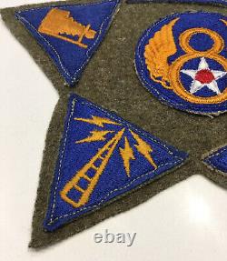 Original WWII USAAF U. S. ARMY 8th AIR FORCE & SPEC PATCHES ON WWII WOOL BLANKET