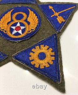 Original WWII USAAF U. S. ARMY 8th AIR FORCE & SPEC PATCHES ON WWII WOOL BLANKET