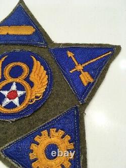 Original WWII USAAF U. S. ARMY 8th AIR FORCE & SPEC PATCHES ON WWII WOOL BLANKET