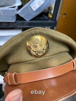 Original Wwii Us Army Air Force Aac Nco En Crusher Pilot Hat Cap- 7 1/8th