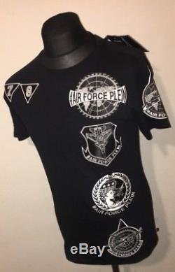 Philipp Plein Air Force Black T-Shirt BNWT (Medium) RRP £420 Military Army Skull