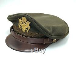 REAL WWII US Army Air Force Crusher Cap Crush Hat Brooks California Size 7-1/4