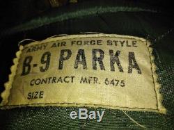 Rare Full Fur Hood WW2 Army Air Force Style B-9 Parka Contract MFG 6475 Large