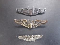 Rare Lot of 3 WW2 Sterling US Army Air Force Aerial Gunner Wings 3 & 2