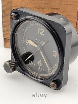 Rare Original WW2 Air Force US Army A-11 Waltham 8 Day Cockpit Clock. Running