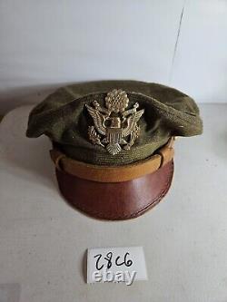 Rare USAF WW2 US ARMY Air Force Visor Crusher OFFICER'S HAT 7-1/8 28 C6