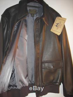 Rare WILLIS & GEIGER Air Force US Army A2 Brown Leather Flight Jacket Sz 46 NWT