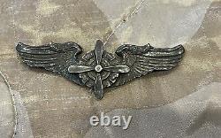 Rare WW2 US Army Air Force FLIGHT ENGINEER WINGS 3 Sterling Pin back