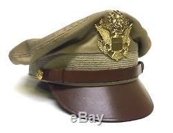 Reproduction US Army Air Force Khaki Cotton Crusher Cap Hat Made in USA 7-1/2