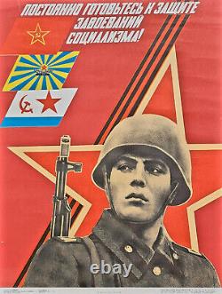 Russian Army Navy Fleet Air Forces Guard Socialism Gains Soviet Military Poster