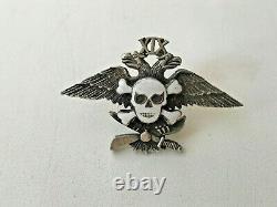 Russian White Army CIVIL War Air Force Pilot Skull Silver Badge