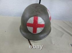 SCARCE WW2 Army Air Force Medic Four Panel Helmet Worn in Battle NAMED