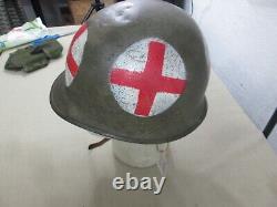 SCARCE WW2 Army Air Force Medic Four Panel Helmet Worn in Battle NAMED