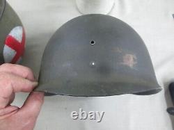 SCARCE WW2 Army Air Force Medic Four Panel Helmet Worn in Battle NAMED