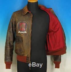 THE REAL McCOYS A-2 JABBIN JUG Brown Leather US AIR FORCE ARMY Flight Jacket 36