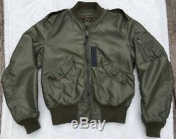 The Real McCoy's Type L-2 Olive Nylon Flight Jacket Army Air Force Men's 38 RARE