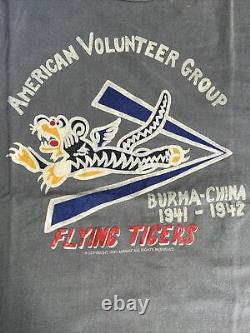 U. S. Army Air Force Flying Tigers American Volunteer Group Grey T-shirt XL Vtg