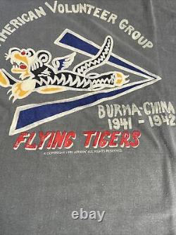 U. S. Army Air Force Flying Tigers American Volunteer Group Grey T-shirt XL Vtg