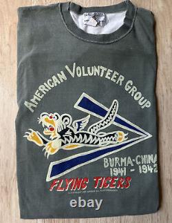 U. S. Army Air Force Flying Tigers American Volunteer Group Grey T-shirt XL Vtg