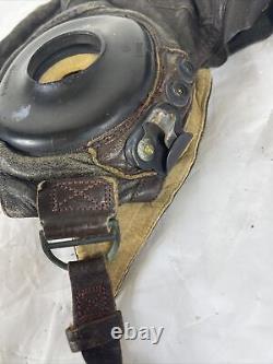 U. S. Army Air Forces Leather Pilot Helmet Type A-II Spec. 3189 Large WWII Era