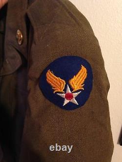 US 6th Army Air Force M1943 Ike Jacket Tunic WWII With Patches Pins AAF AAC 34 R