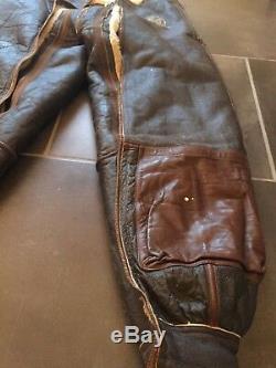 US Army Air Force A-3 Leather Sheepskin Flight Pants Rough Wear Clothing 40 R