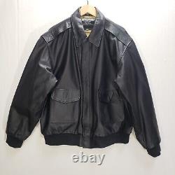 US Army Air Force Bomber Jacket Mens XL Leather Type A-2 Flyer's Flight Black