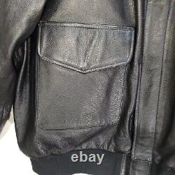 US Army Air Force Bomber Jacket Mens XL Leather Type A-2 Flyer's Flight Black