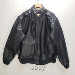 US Army Air Force Bomber Jacket Mens XL Leather Type A-2 Flyer's Flight Black