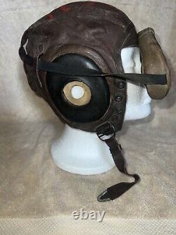 US Army Air Force Leather Flight Helmet Type A-11 No. 3189 With Goggles