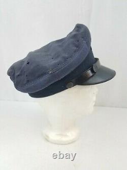 US Army Air Force Officer Visor Hat Cap w Badge Crusher Air Corps