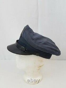 US Army Air Force Officer Visor Hat Cap w Badge Crusher Air Corps