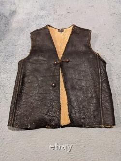 US Army Vest Mens 42 WWII Type A-3 Leather Shearling Lined Air Force Vintage